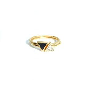 Black and Gold Glitter Enamel Stacked Rings (Made in New York)